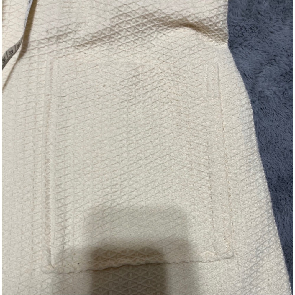 Boca Terry Waffle Knit Robe Cream Cotton Blend One Size Spa Robe Embroidered O - Picture 9 of 9